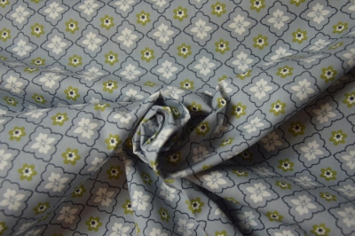 Baumwolle "Sunday" Blumen Muster rauchblau